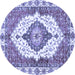 Round Abstract Blue Modern Rug, abs3193blu