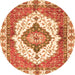 Round Abstract Orange Modern Rug, abs3193org