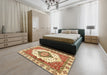 Machine Washable Abstract Brown Gold Rug in a Bedroom, wshabs3193