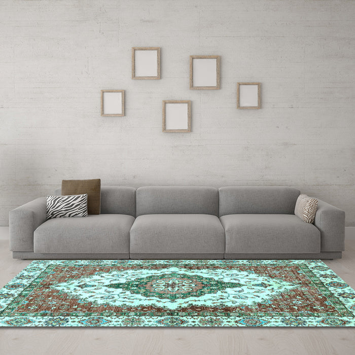Machine Washable Abstract Light Blue Modern Rug in a Living Room, wshabs3193lblu