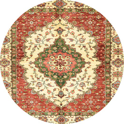 Round Machine Washable Abstract Brown Gold Rug, wshabs3193