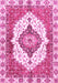 Machine Washable Abstract Pink Modern Rug, wshabs3193pnk