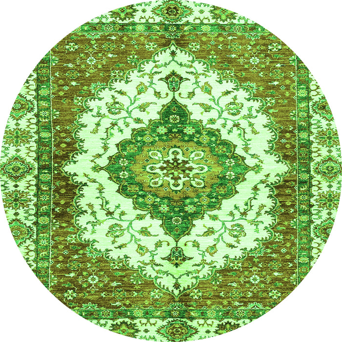 Round Abstract Green Modern Rug, abs3193grn