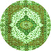 Round Abstract Green Modern Rug, abs3193grn