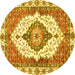 Round Abstract Yellow Modern Rug, abs3193yw