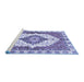 Sideview of Machine Washable Abstract Blue Modern Rug, wshabs3193blu