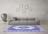 Machine Washable Abstract Blue Modern Rug, wshabs3193blu