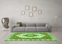 Machine Washable Abstract Green Modern Rug, wshabs3193grn