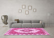 Machine Washable Abstract Pink Modern Rug in a Living Room, wshabs3193pnk