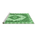 Sideview of Machine Washable Abstract Emerald Green Modern Area Rugs, wshabs3193emgrn