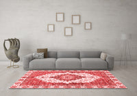 Machine Washable Abstract Red Modern Rug, wshabs3193red