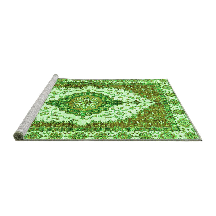 Sideview of Machine Washable Abstract Green Modern Area Rugs, wshabs3193grn