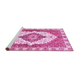 Sideview of Machine Washable Abstract Pink Modern Rug, wshabs3193pnk