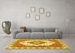 Machine Washable Abstract Yellow Modern Rug in a Living Room, wshabs3193yw