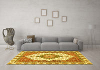 Machine Washable Abstract Yellow Modern Rug, wshabs3193yw