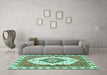 Machine Washable Abstract Turquoise Modern Area Rugs in a Living Room,, wshabs3193turq