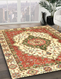 Machine Washable Abstract Brown Gold Rug in a Family Room, wshabs3193