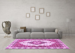 Machine Washable Abstract Purple Modern Area Rugs in a Living Room, wshabs3193pur