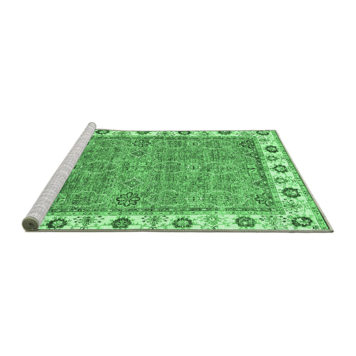 Sideview of Machine Washable Oriental Emerald Green Traditional Area Rugs, wshabs3194emgrn