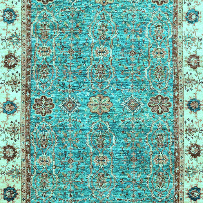 Machine Washable Oriental Light Blue Traditional Rug, wshabs3194lblu