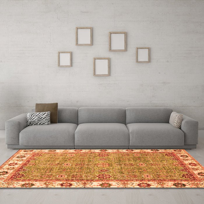 Machine Washable Oriental Orange Traditional Area Rugs in a Living Room, wshabs3194org