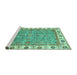 Sideview of Machine Washable Oriental Turquoise Traditional Area Rugs, wshabs3194turq