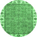 Round Oriental Emerald Green Traditional Rug, abs3194emgrn