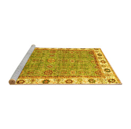 Sideview of Machine Washable Oriental Yellow Traditional Rug, wshabs3194yw