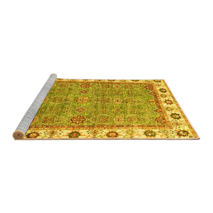 Sideview of Machine Washable Oriental Yellow Traditional Rug, wshabs3194yw
