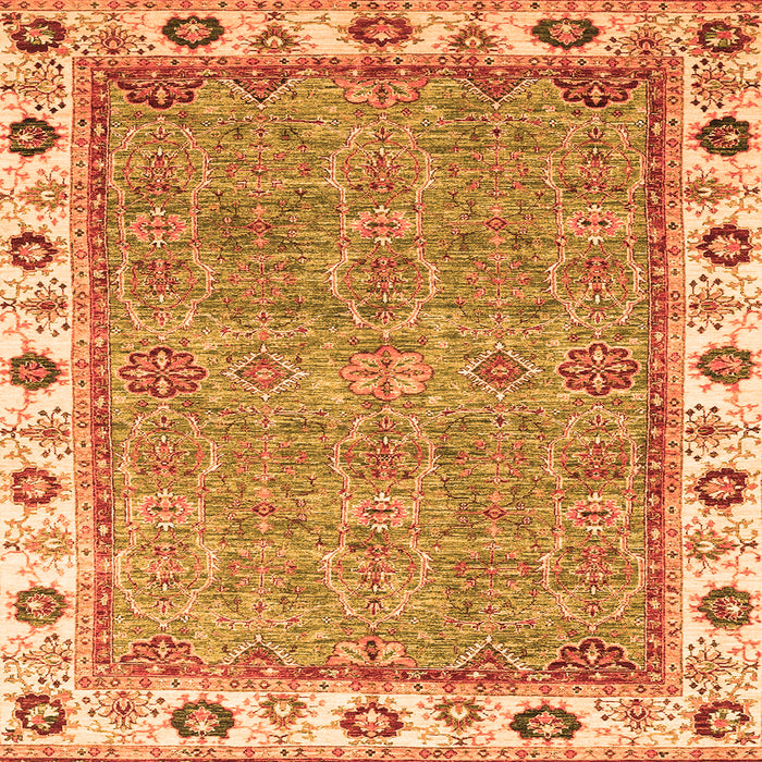 Square Oriental Orange Traditional Rug, abs3194org
