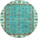 Round Oriental Light Blue Traditional Rug, abs3194lblu