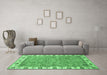 Machine Washable Oriental Emerald Green Traditional Area Rugs in a Living Room,, wshabs3194emgrn