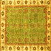 Square Oriental Yellow Traditional Rug, abs3194yw