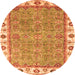 Round Oriental Orange Traditional Rug, abs3194org