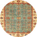 Round Abstract Red Oriental Rug, abs3194