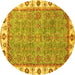 Round Oriental Yellow Traditional Rug, abs3194yw