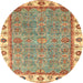 Round Machine Washable Abstract Red Rug, wshabs3194