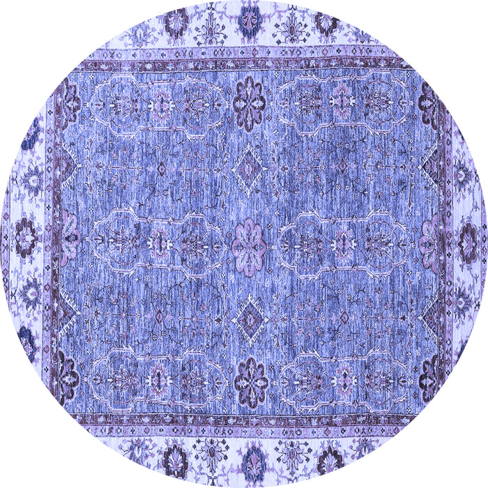Round Machine Washable Oriental Blue Traditional Rug, wshabs3194blu