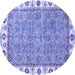 Round Machine Washable Oriental Blue Traditional Rug, wshabs3194blu