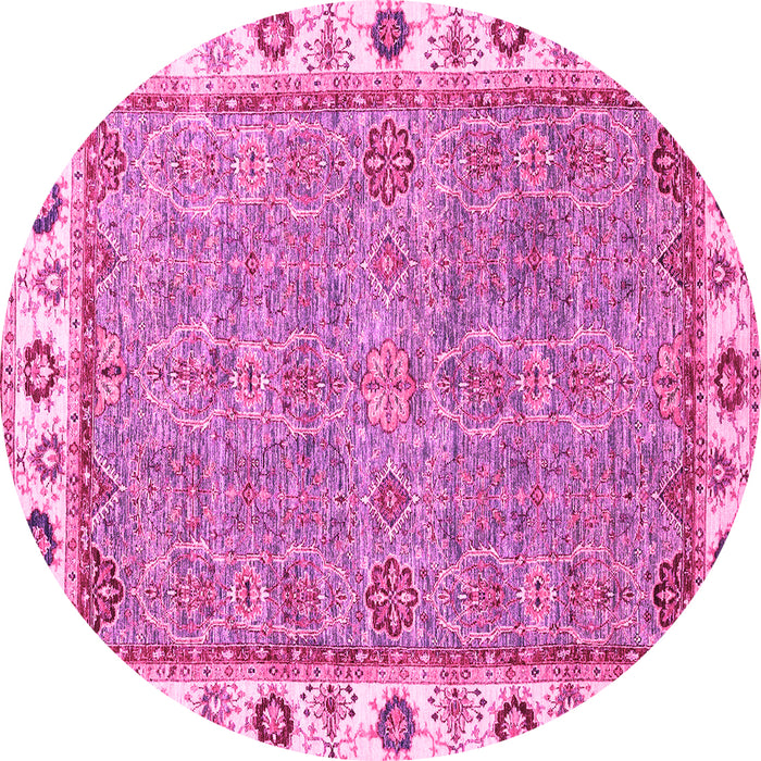 Round Oriental Pink Traditional Rug, abs3194pnk