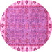 Round Oriental Pink Traditional Rug, abs3194pnk