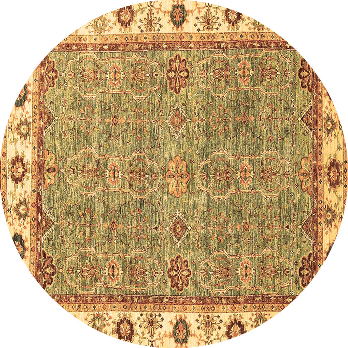 Round Machine Washable Oriental Brown Traditional Rug, wshabs3194brn