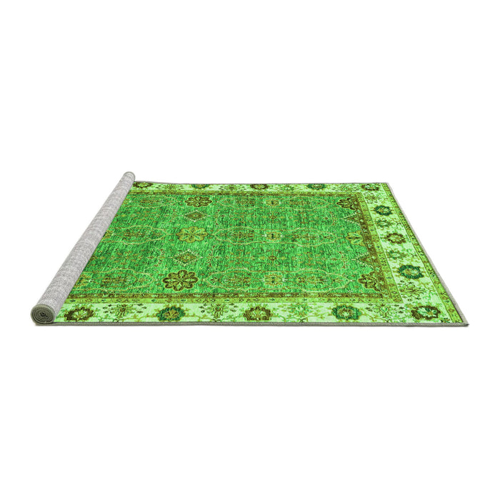 Sideview of Machine Washable Oriental Green Traditional Area Rugs, wshabs3194grn