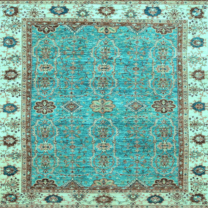 Square Oriental Light Blue Traditional Rug, abs3194lblu