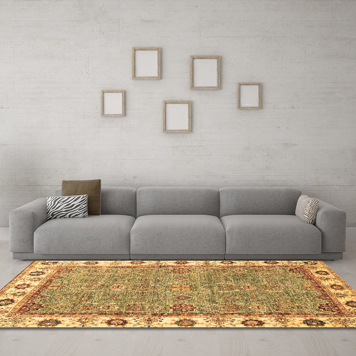 Machine Washable Oriental Brown Traditional Rug in a Living Room,, wshabs3194brn