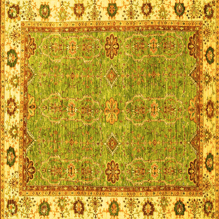 Square Machine Washable Oriental Yellow Traditional Rug, wshabs3194yw