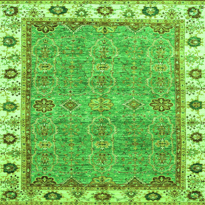 Square Machine Washable Oriental Green Traditional Area Rugs, wshabs3194grn