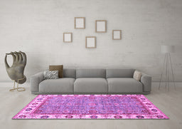 Machine Washable Oriental Purple Traditional Area Rugs in a Living Room, wshabs3194pur