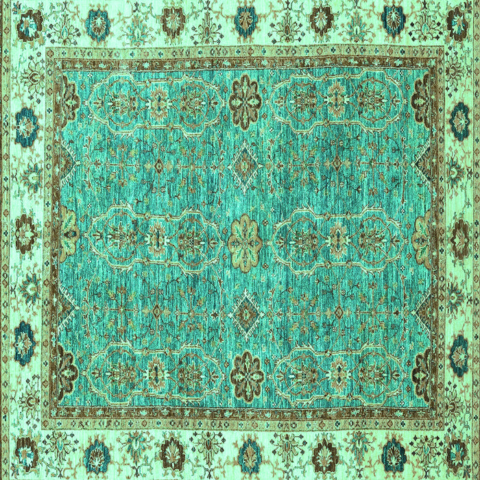 Square Machine Washable Oriental Turquoise Traditional Area Rugs, wshabs3194turq