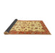 Sideview of Abstract Chrome Gold Yellow Oriental Rug, abs3195